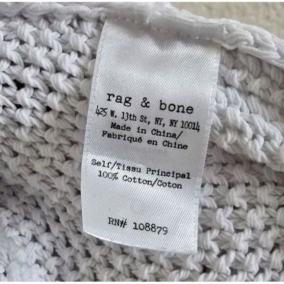 Rag & Bone Crochet Tank Top Size Small Cotton Open Knit White - Picture 7 of 9